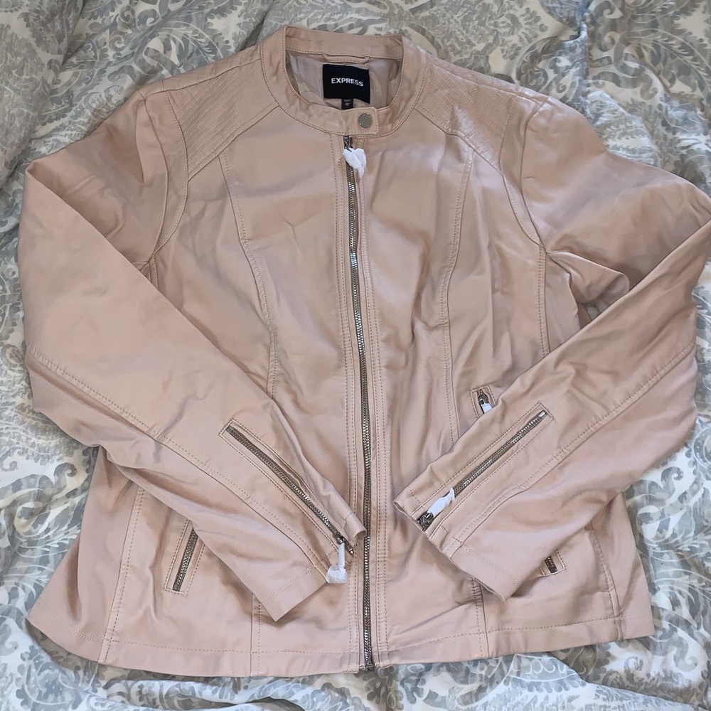 Express blush faux leather moto jacket XL